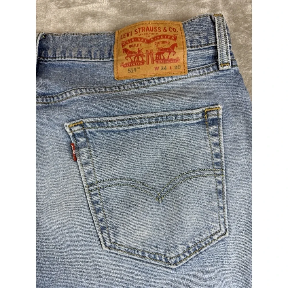 Levi 514 Jeans Men's Size 34X30 Blue 100% Cotton Quality Medium Wash (36x29.5)